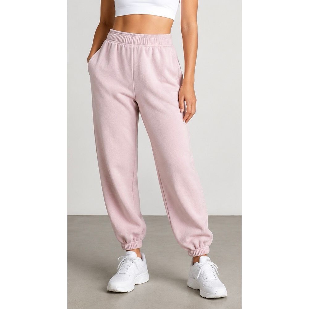 Athleta Pink Jogger Sweatpants Size M Cozy Lounge Athleisure Pockets